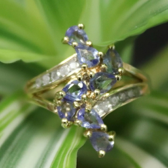 14K SOLID GOLD NATURAL TANZANITE RI… - Picture 3 of 5